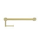 Buy Online Nero Mecca Care 32mm Grab Rail With Toilet Roll Holder 450mm Brushed Gold NRCR3218ABG - The Blue Space