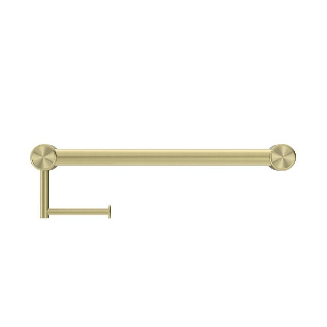 Buy Online Nero Mecca Care 32mm Grab Rail With Toilet Roll Holder 450mm Brushed Gold NRCR3218ABG - The Blue Space