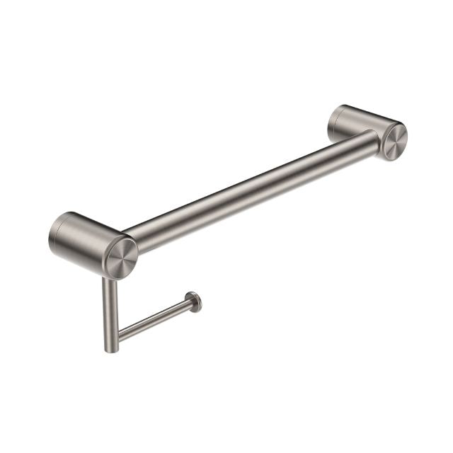 Nero Mecca Care 32mm Grab Rail With Toilet Roll Holder 450mm Brushed Nickel NRCR3218ABN - The Blue Space