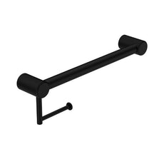 Nero Mecca Care 32mm Grab Rail With Toilet Roll Holder 450mm Matte Black NRCR3218AMB - The Blue Space