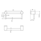 Technical Drawing Nero Mecca Care 32mm Grab Rail With Towel Holder 300mm Brushed Bronze NRCR3212BBZ - The Blue Space