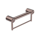 Nero Mecca Care 32mm Grab Rail With Towel Holder 300mm Brushed Bronze NRCR3212BBZ - The Blue Space