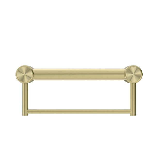 Buy Online Nero Mecca Care 32mm Grab Rail With Towel Holder 300mm Brushed Gold NRCR3212BBG - The Blue Space