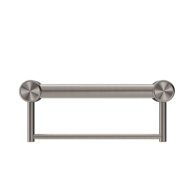 Buy Online Nero Mecca Care 32mm Grab Rail With Towel Holder 300mm Brushed Nickel NRCR3212BBN - The Blue Space