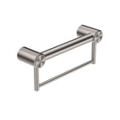 Nero Mecca Care 32mm Grab Rail With Towel Holder 300mm Brushed Nickel NRCR3212BBN - The Blue Space