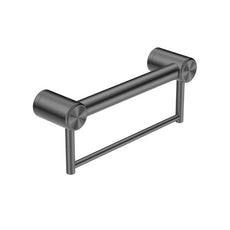 Nero Mecca Care 32mm Grab Rail With Towel Holder 300mm Gunmetal NRCR3212BGM - The Blue Space