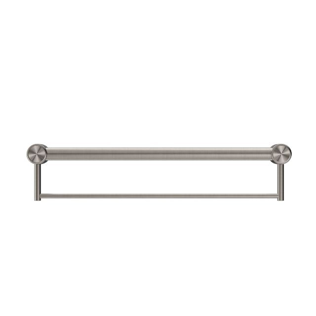 Buy Online Nero Mecca Care 32mm Grab Rail With Towel Holder 600mm Brushed Nickel NRCR3224BBN - The Blue Space