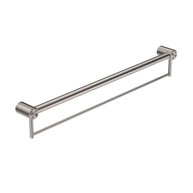 Nero Mecca Care 32mm Grab Rail With Towel Holder 900mm Brushed Nickel NRCR3230BBN - The Blue Space