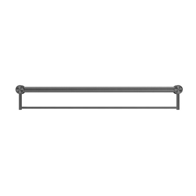 Buy Online Nero Mecca Care 32mm Grab Rail With Towel Holder 900mm Gunmetal NRCR3230BGM - The Blue Space