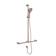 Nero Mecca Care 32mm T Bar Grab Rail and Adjustable Shower Set 1100x750mm Brushed Bronze NRCS006BZ - The Blue Space