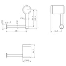 Technical Drawing Nero Mecca Care Heavy Duty Toilet Roll Holder Brushed Gold NRCR3286BG - The Blue Space