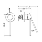 Technical Drawing Nero Mecca Care Shower Mixer Gun Metal NR221911XGM - The Blue Space