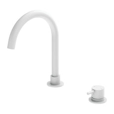 Nero Mecca Hob Basin Mixer with Round Swivel Spout in Matte White NR221901bMW  - The Blue Space