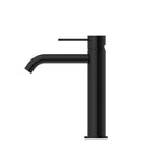 Side View Nero Mecca Mid Tall Basin Mixer Matte Black - NR221901EMB - The Blue Space