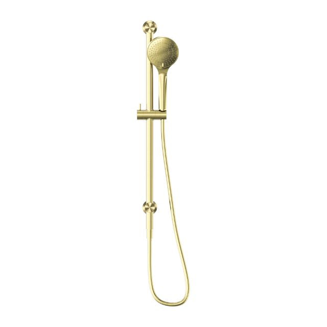 Front View Nero Mecca Rail Shower With Air Shower Brushed Gold NR221905aBG - The Blue Space