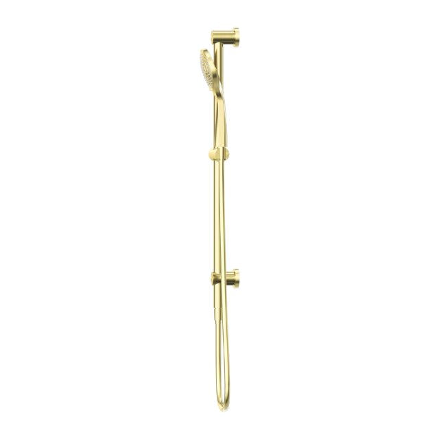 Side View Nero Mecca Rail Shower With Air Shower Brushed Gold NR221905aBG - The Blue Space