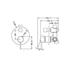 Technical Drawing Nero Mecca Shower Mixer With Diverter in Matte White NR221911AMW - The Blue Space