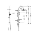 Technical Drawing Nero Mecca Twin Shower With Air Shower II Brushed Gold - NR221905HBG - The Blue Space 