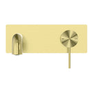 Front View Nero Mecca Wall Basin Mixer 120mm Spout Brushed Gold - NR221910a120BG - The Blue Space