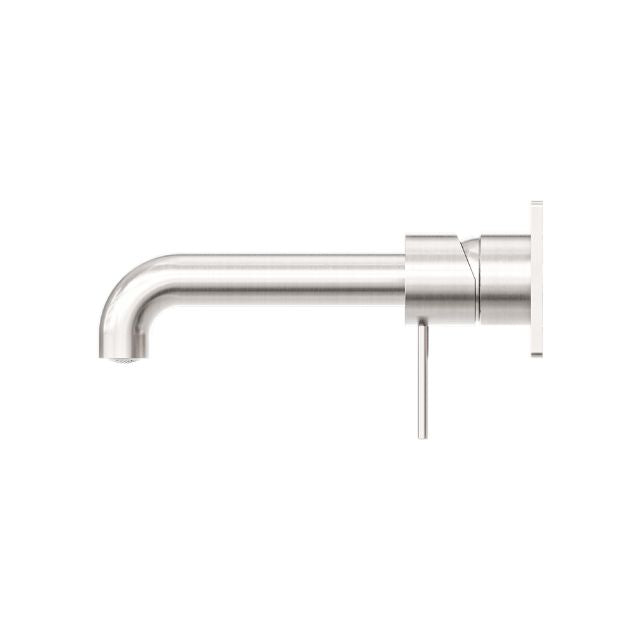 Side View Nero Mecca Wall Basin Mixer 120mm Spout Brushed Nickel - NR221910a120BN - The Blue Space