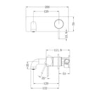 Technical Drawing Nero Mecca Wall Basin Mixer 120mm Spout Brushed Nickel - NR221910a120BN - The Blue Space