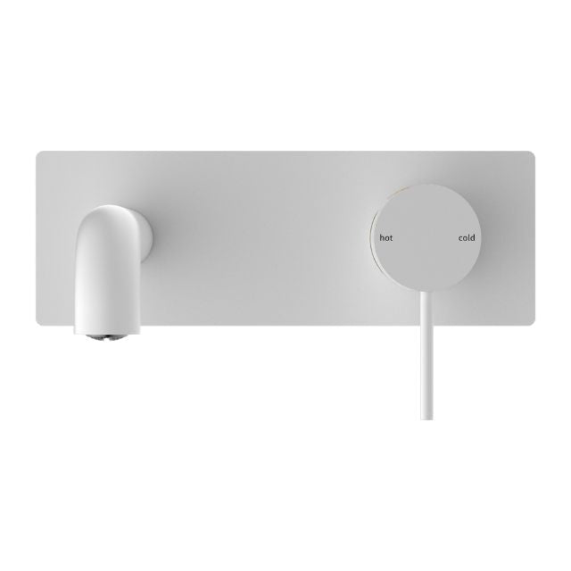 Front Nero Mecca Wall Basin Mixer 230mm Spout Matte White - NR221910a230MW - The Blue Space