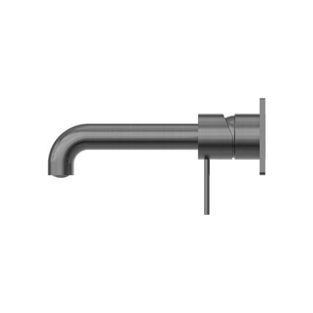 Side Nero Mecca Wall Basin Mixer 260mm Spout Gun Metal - NR221910a260GM - The Blue Space
