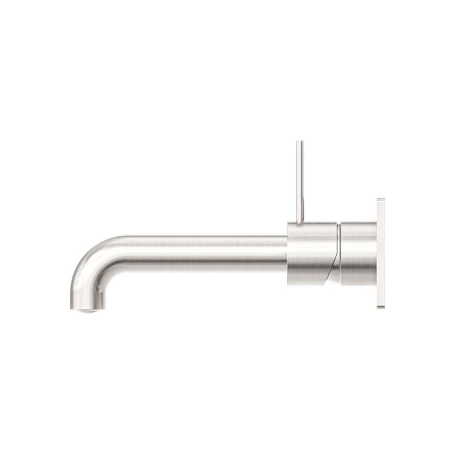 Buy Online Nero Mecca Wall Basin Mixer Handle Up 120mm Spout Brushed Nickel - NR221910b120BN - The Blue Space