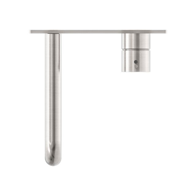 Top View Nero Mecca Wall Basin Mixer Handle Up 120mm Spout Brushed Nickel - NR221910b120BN - The Blue Space