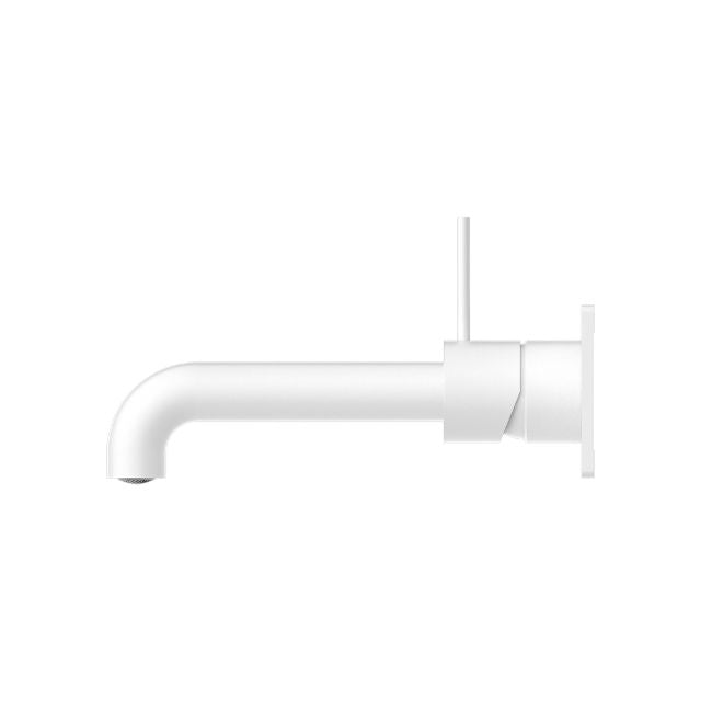 Side View Nero Mecca Wall Basin Mixer Handle Up 160mm Spout Matte White - NR221910B160MW - The Blue Space
