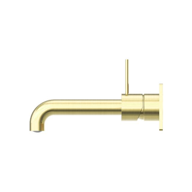 Buy Nero Mecca Wall Basin Mixer Handle Up 260mm Spout Brushed Gold - NR221910B260BG - The Blue Space