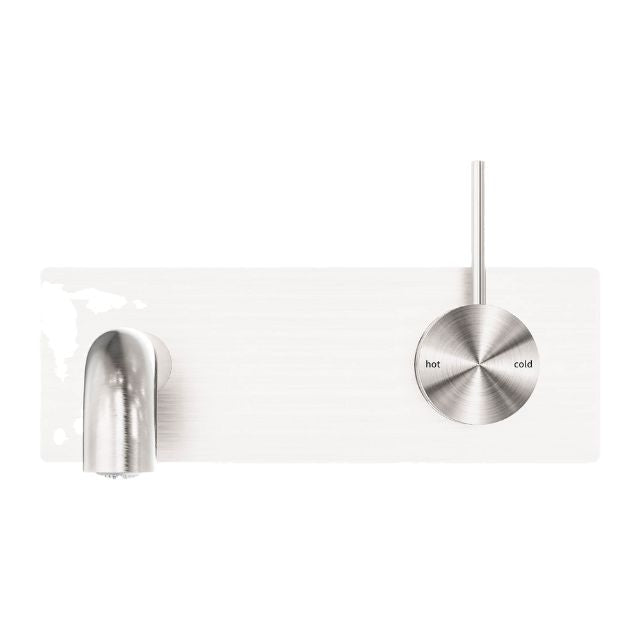 Buy Online Nero Mecca Wall Basin Mixer Handle Up 260mm Spout Brushed Nickel - NR221910B260BN - The Blue Space