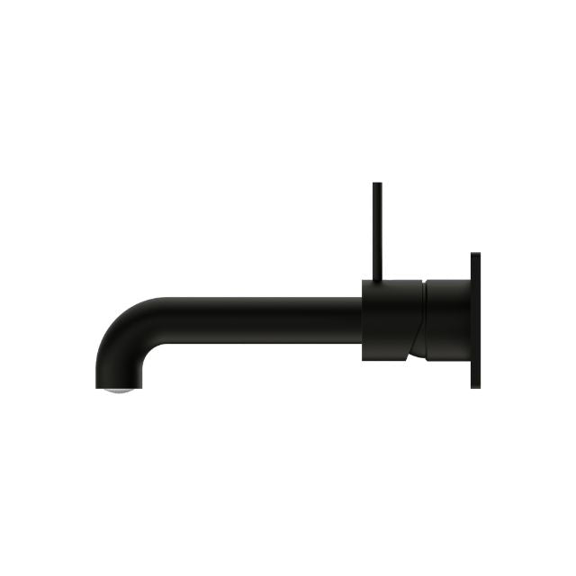 Side View Nero Mecca Wall Basin Mixer Handle Up 260mm Spout Matte Black - NR221910B260MB - The Blue Space