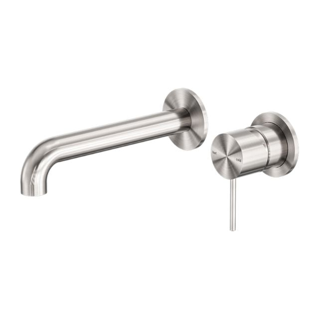 Nero Mecca Wall Basin Mixer Sep BP 120mm Spout Brushed Nickel - NR221910C120BN - The Blue Space