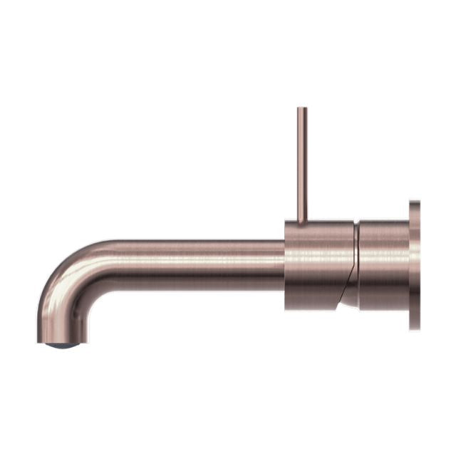 Buy Online Nero Mecca Wall Basin Mixer Separate Backplate Handle Up 230mm Spout Brushed Bronze - NR221910D230BZ - The Blue Space