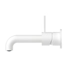 Buy Online Nero Mecca Wall Basin Mixer Separate Backplate Handle Up 230mm Spout Matte White - NR221910D230MW - The Blue Space