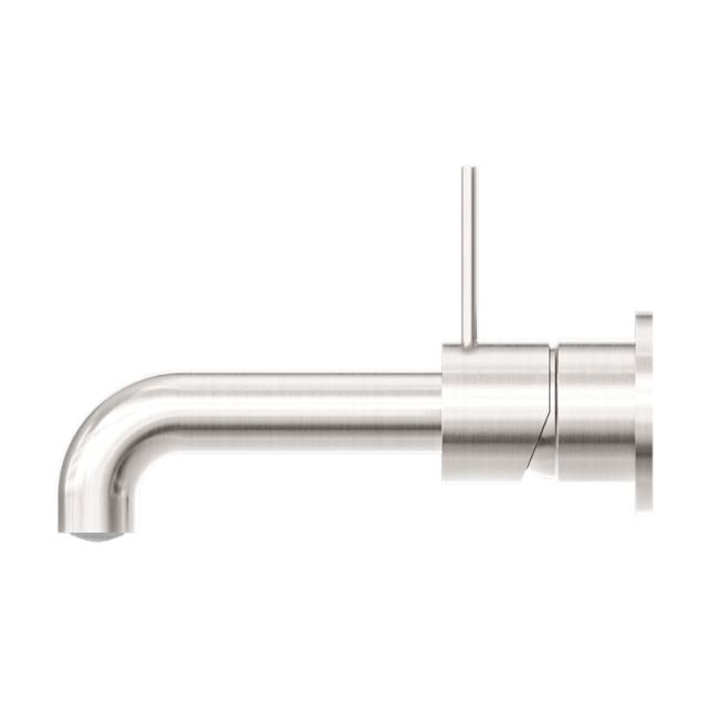 Buy Nero Mecca Wall Basin Mixer Separate Backplate with Handle Up Wall Mixer and 260mm Spout - Brushed Nickel - NR221910D260BN - The Blue Space