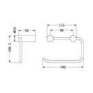 Technical Drawing Nero New Mecca Toilet Roll Holder NR2386CH - The Blue Space