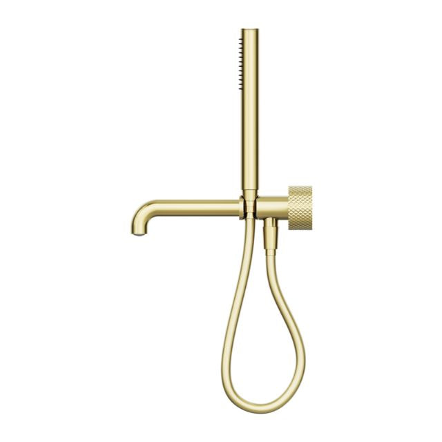 Side Nero Opal Progressive Shower System Separate Plate With Spout 250mm Brushed Gold NR252003B250BG - The Blue Space