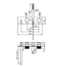 Technical Drawing Nero Opal Progressive Shower System With Spout 250mm Brushed Bronze NR252003A250BZ - The Blue Space