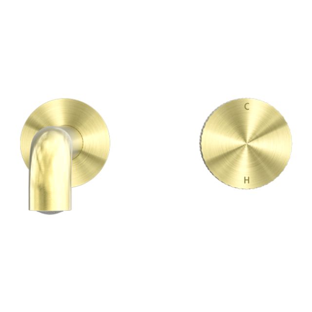 Front Nero Opal Progressive Wall Basin/Bath Set 120mm Brushed Gold NR252007A120BG - The Blue Space