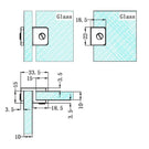 Technical Drawing Nero Over Panel Glass to Glass Fitting 10mm Brushed Gold NRSH201aBG - The Blue Space