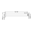 Technical Drawing Nero Round Ceiling Arm 300mm Length Brushed Bronze NR503300BZ - The Blue Space