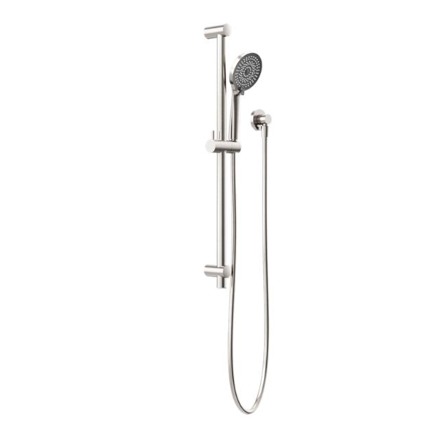 Nero Round Metal Project Shower Rail Brushed Nickel with WELS 4 Star Rated  NR319BN - The Blue Space