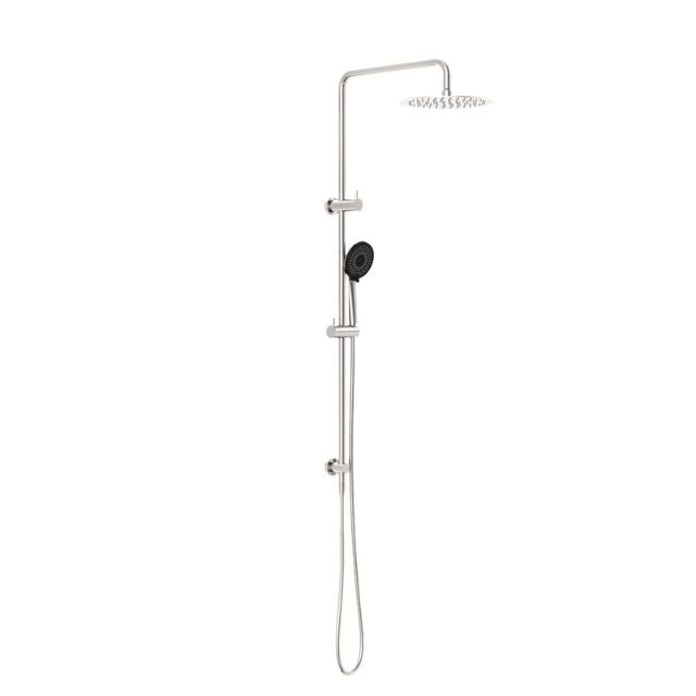 Nero Round Project Twin Shower 4 Star Rating Brushed Nickel NR232105fBN - The Blue Space