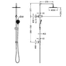 Technical Drawing Nero Round Project Twin Shower Gunmetal NR232105DGM - The Blue Space