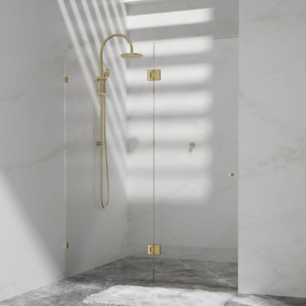 Nero 180 Degree Glass to Glass Shower Hinge Brushed Gold - The Blue Space