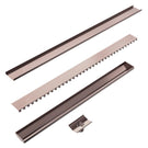 Angle Nero Tile Insert V Channel Floor Grate 50mm Outlet with Hole Saw Brushed Bronze NRFG002HSBZ - The Blue Space