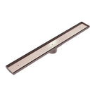 Nero Tile Insert V Channel Floor Grate 89mm Outlet With Hole Saw Brushed Bronze NRFG001HSBZ - The Blue Space