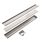 Angle Nero Tile Insert V Channel Floor Grate 89mm Outlet With Hole Saw Brushed Nickel NRFG001HSBN - The Blue Space